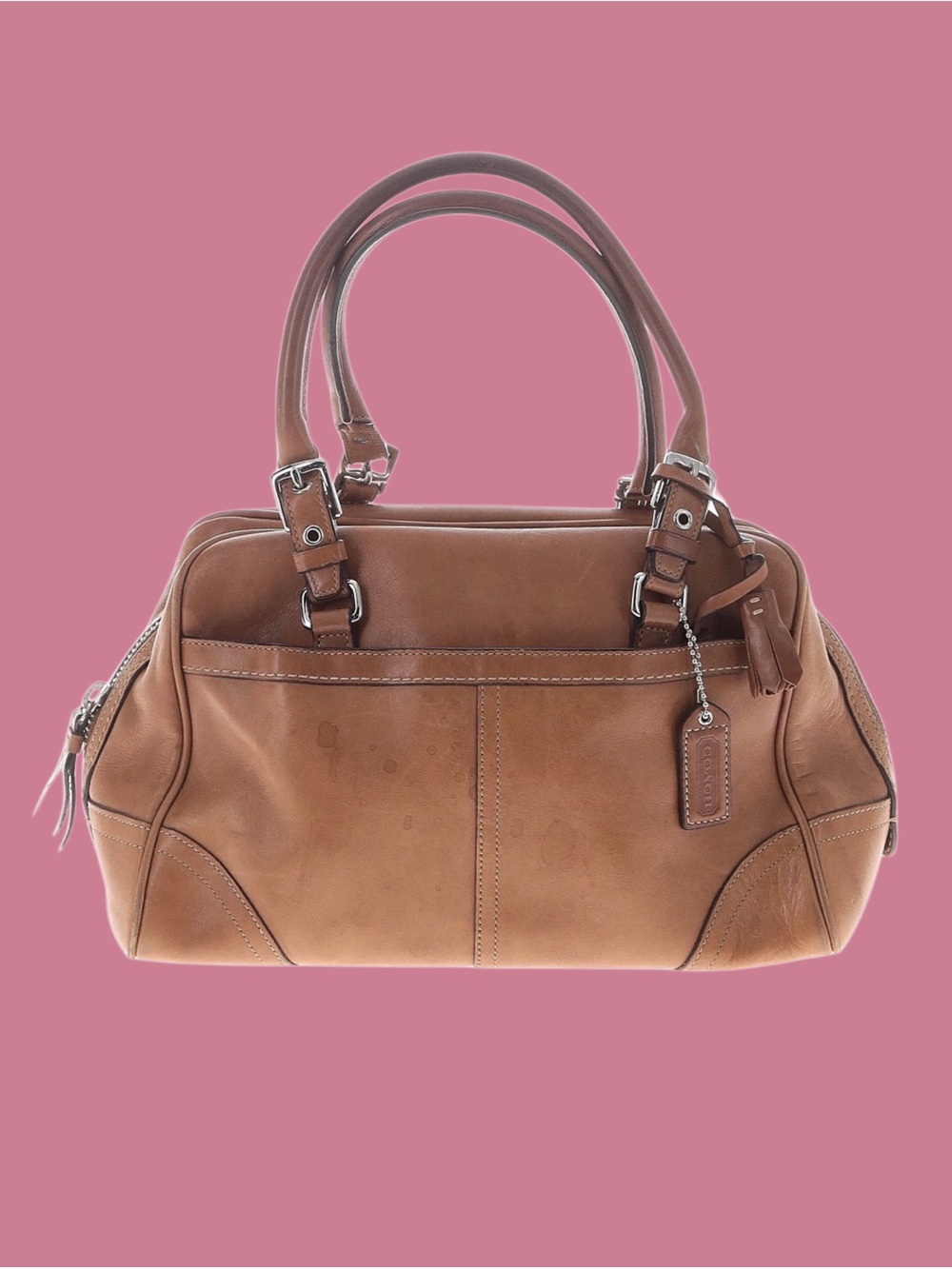 vintage brown leather Coach Hamptons Satchel
